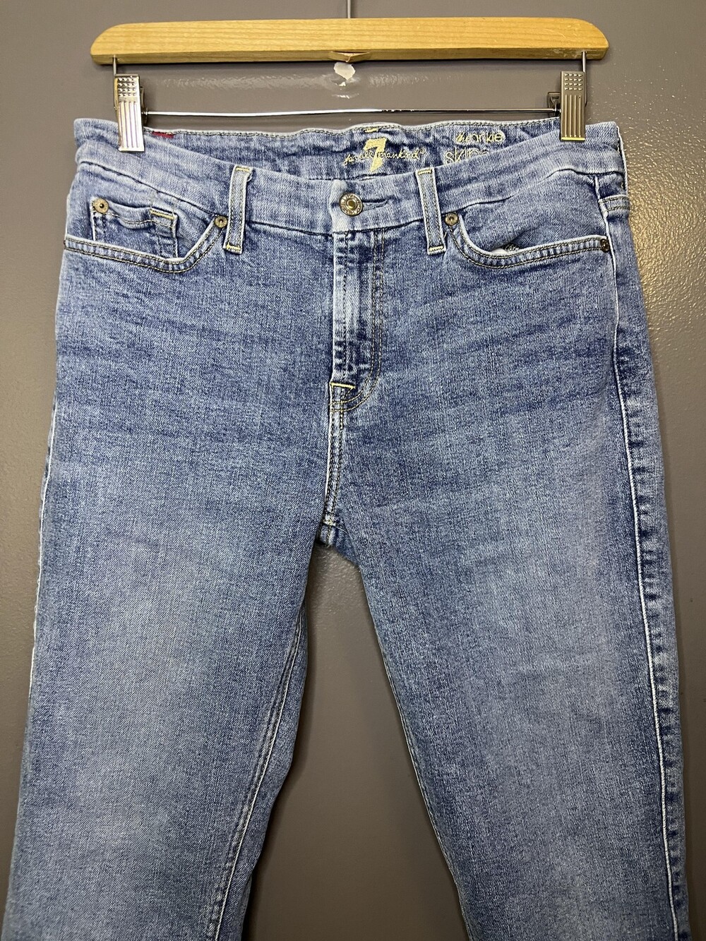 7 For All Mankind Jeans Womens 30 Medium Wash Blue Ankle Skinny Stretch Denim